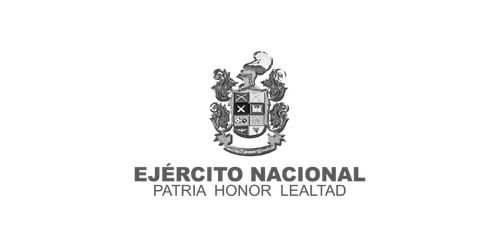 Logotipo oficial del Ejército Nacional en versión monocromática gris, compuesto por su escudo de armas en la parte superior y el texto Ejército Nacional, Patria Honor Lealtad.